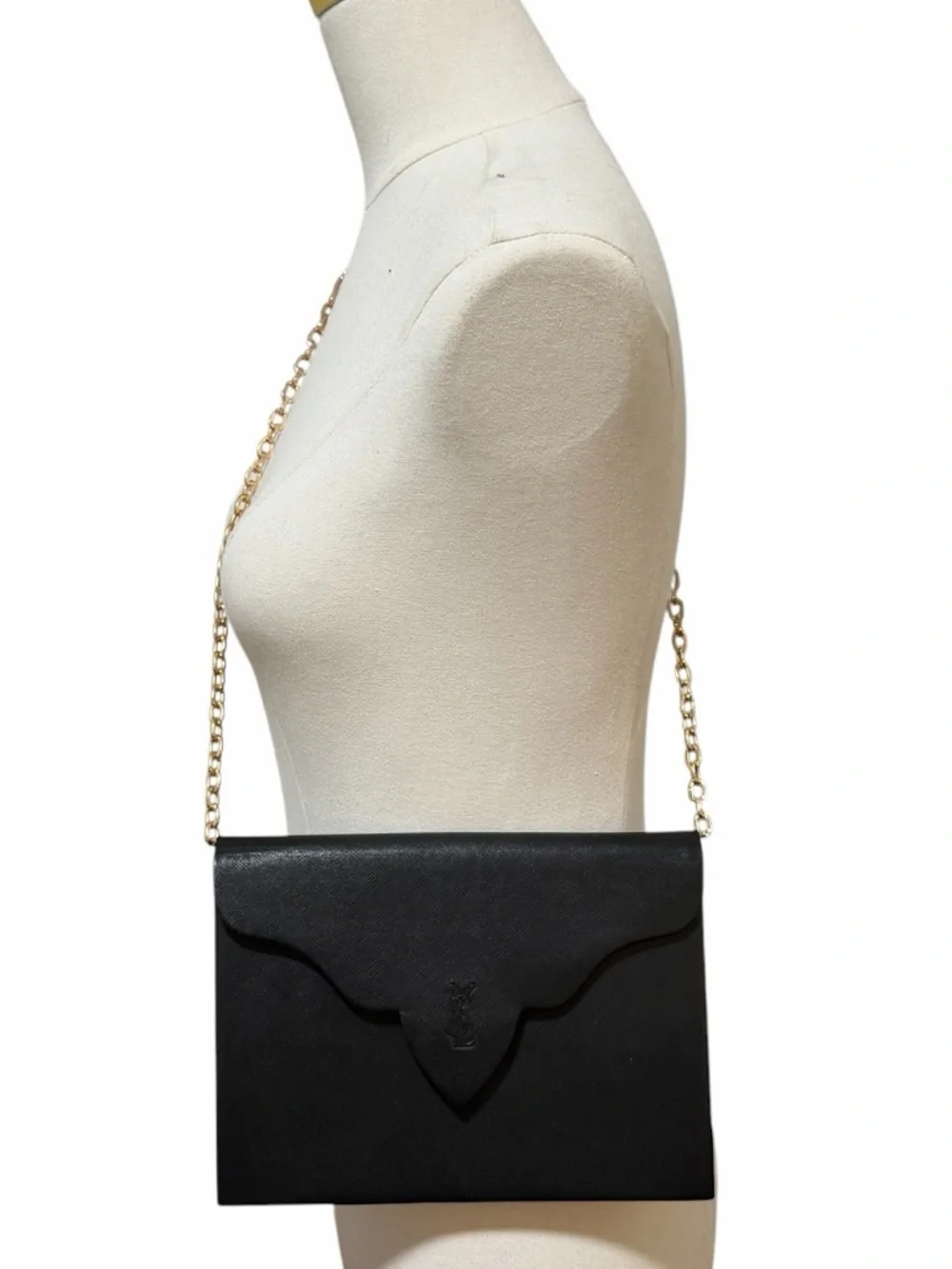 Yves Saint Laurent Black Leather Envelope Clutch - Vintage - Picture 3 of 12